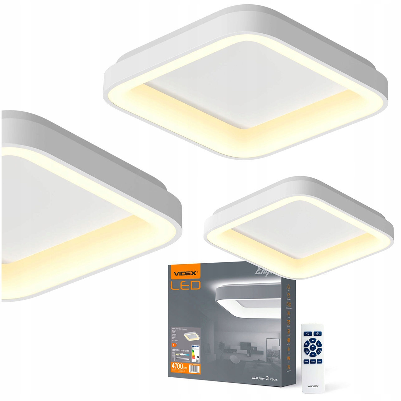 Led Stropná Lampa Stropné Svietidlo Štvorcová Biela S Diaľkovým Ovládačom Do Obývačky 72W 3 Režimy