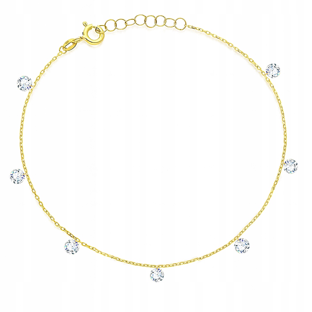 Zlatý náramek se zirkony zirkony, průměr 585 16 cm