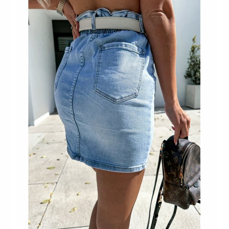 SEKSOWNA ZJAWISKOWA DAMSKA SPÓDNICA OŁÓWKOWA ELEGANCKA JEANSOWA Wzór dominujący bez wzoru