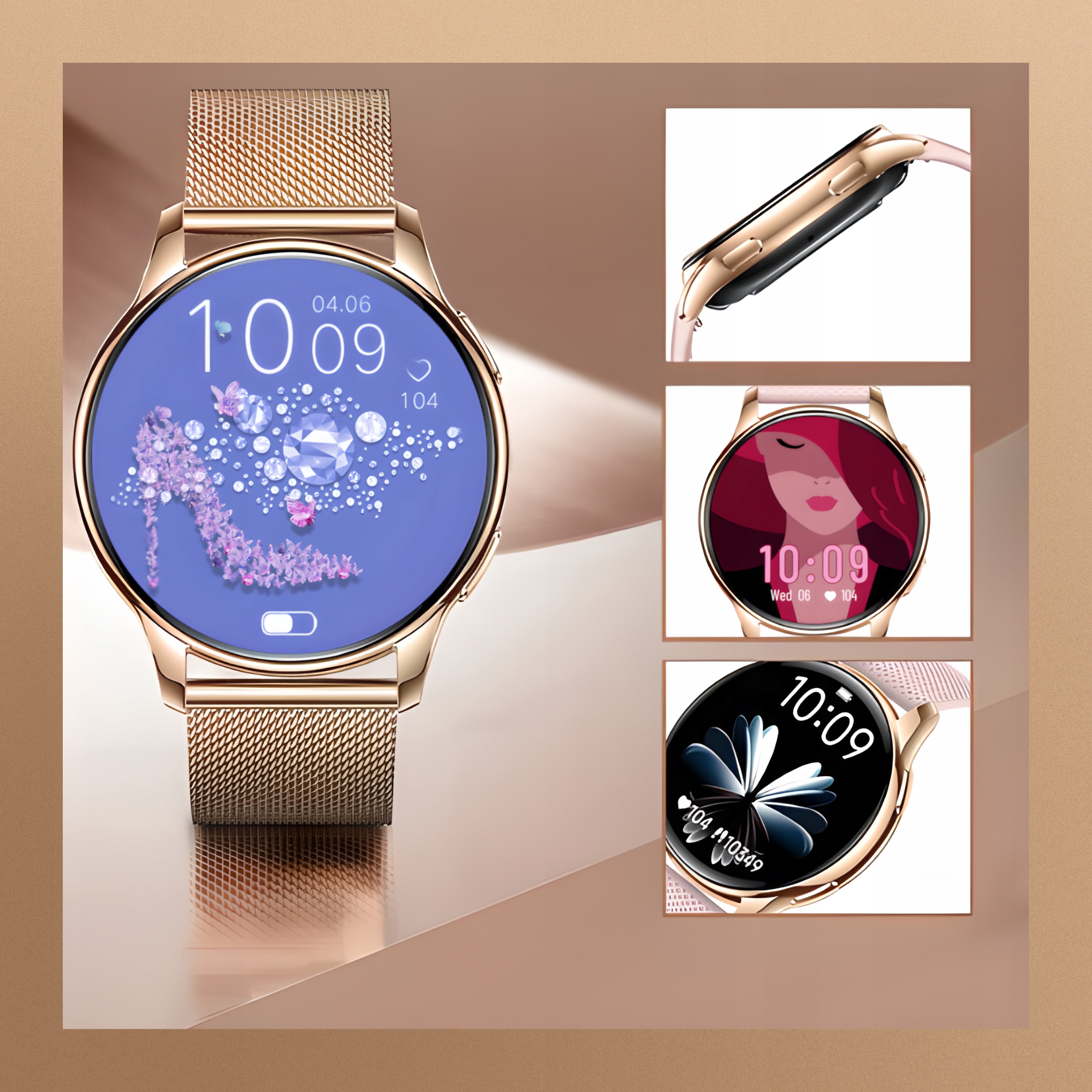 SMARTWATCH DAMSKI ZEGAREK ODBIERANIE POŁĄCZEŃ MENU POLSKIE ROZMOWY SPORT Model Bianka
