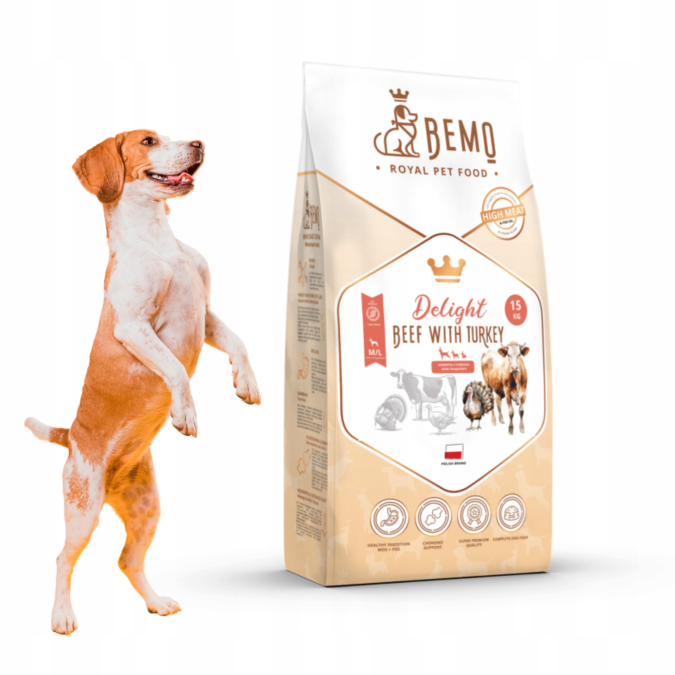 Levně Krmivo pro psy Bemo Delight M/L 15 kg s velkým hovězím masem a velkými psy