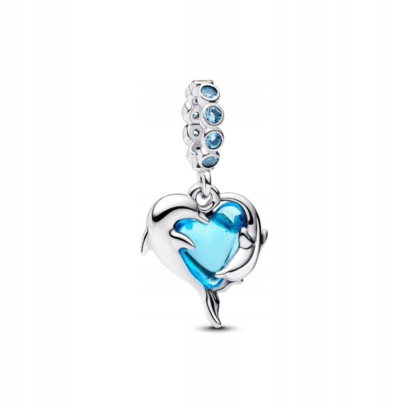 Přívěsek Pandora Delfín s modrým sklem Murano 793924C01