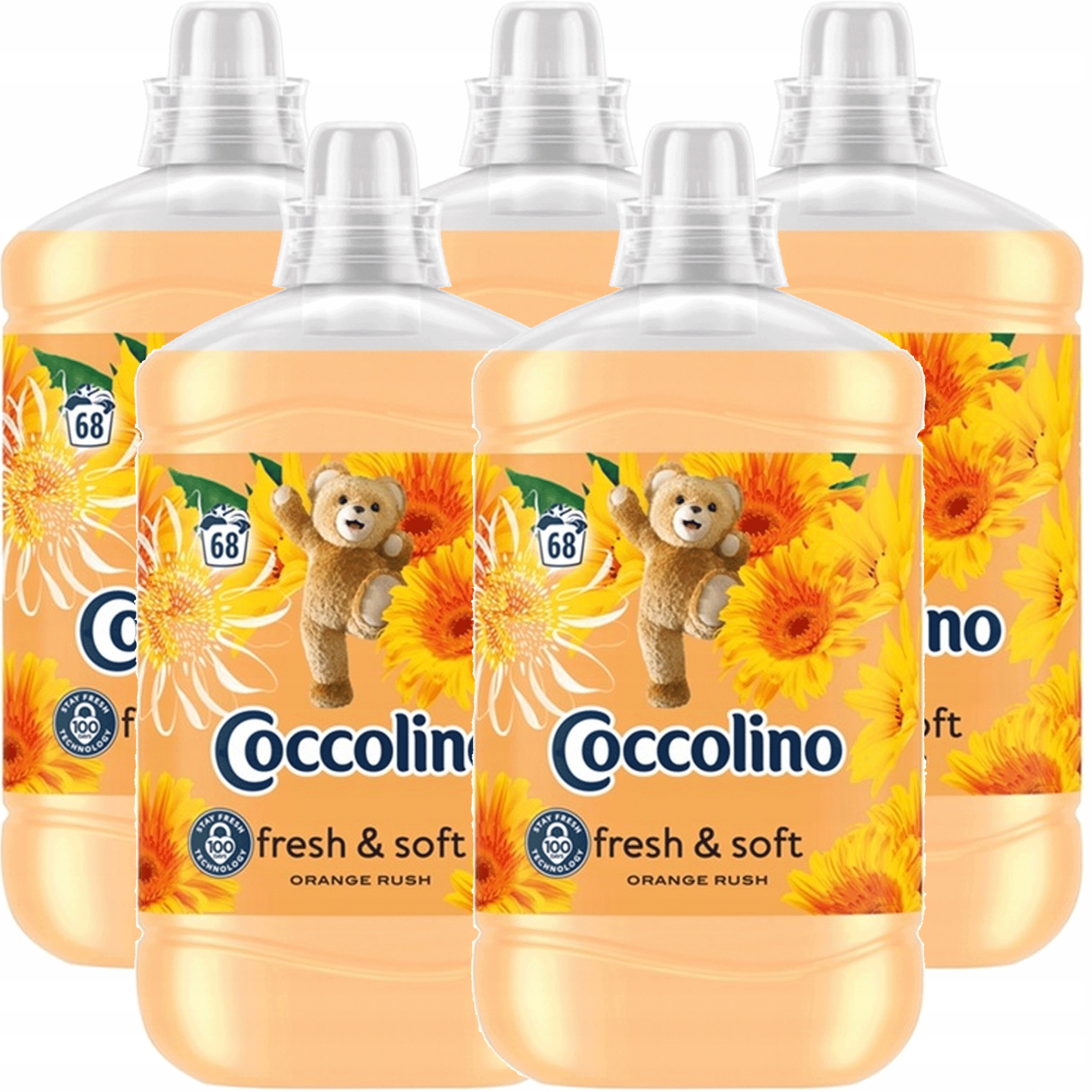 Levně Coccolino Fresh&Soft Orange Rush tekutá aviváž 1,7L 68 praní x5