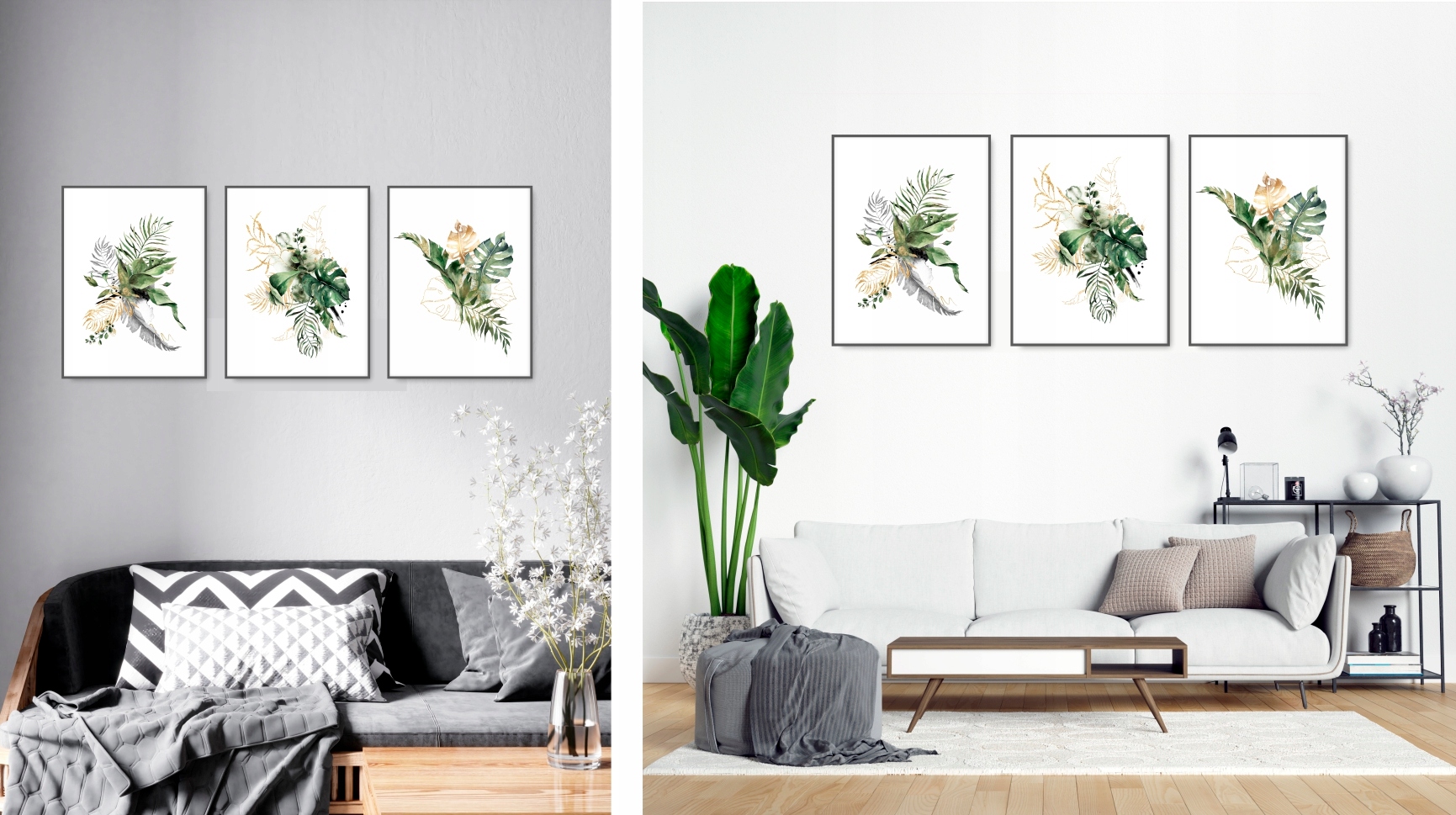 MONSTERA akwarela zestaw 3 plakaty 30x40 #98A Nazwa akwarela liscie