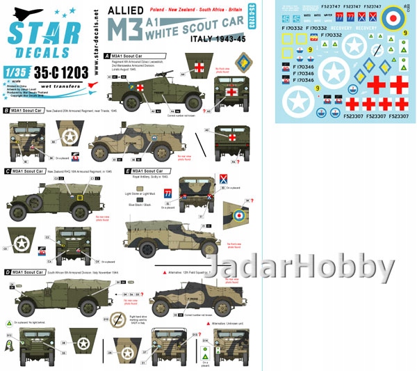 Star Decals 35-C1203 M3A1 White Scout Car Polskie!