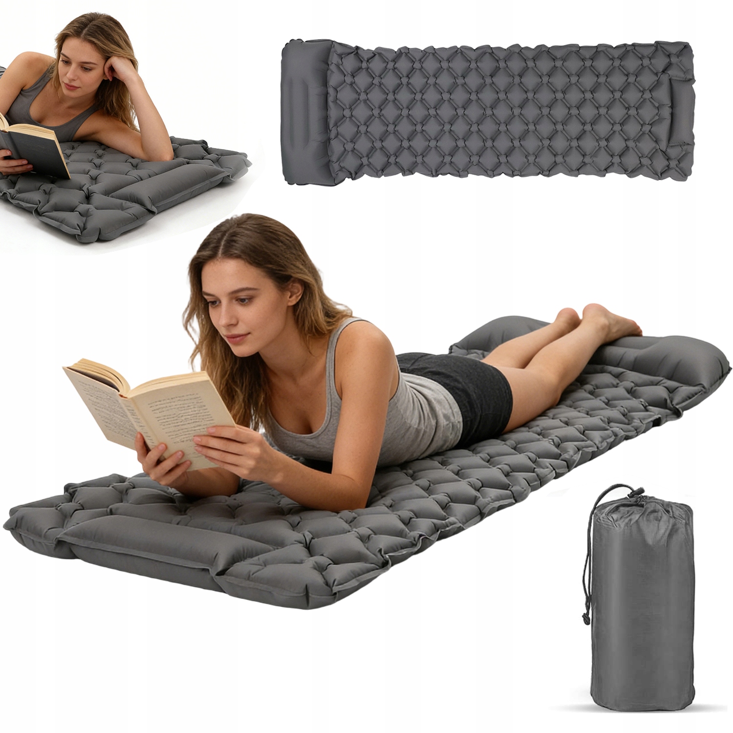 Dmuchany Materac Turystyczny Wodoodporna Wbudowaną Pompką Z Poduszką