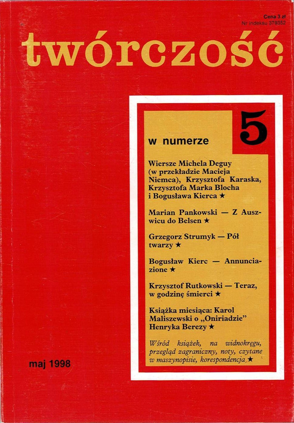 Twórczość nr 5/1998 Pankowski Kierc Rutkowski