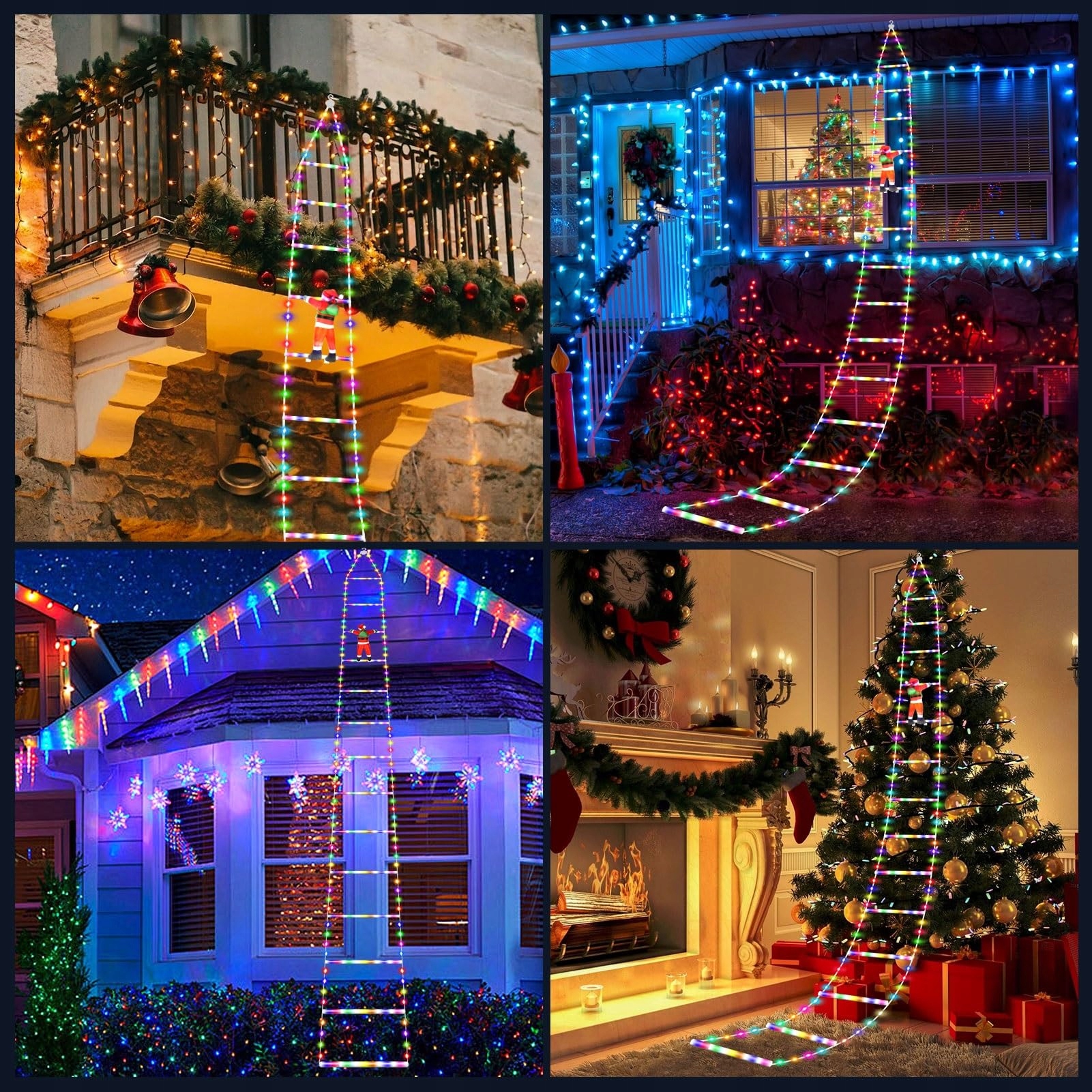 MILFECH Dekoracja Świetlna Świąteczna Drabina Z Mikołajem Lampki Rgb — miniatura 7