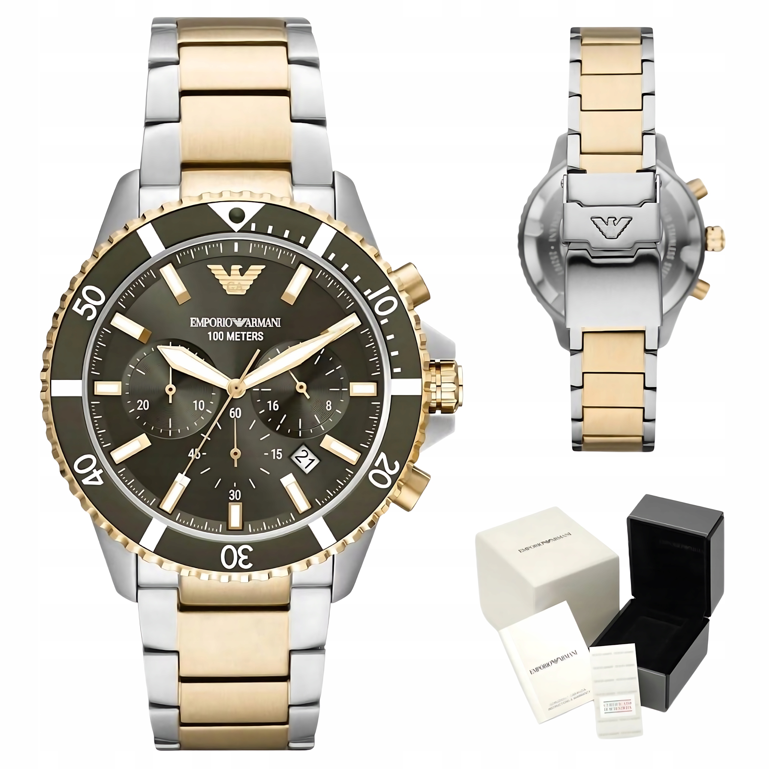 Pánské Hodinky Emporio Armani AR11361 Diver Bicolor Chronograf Vodotěsné