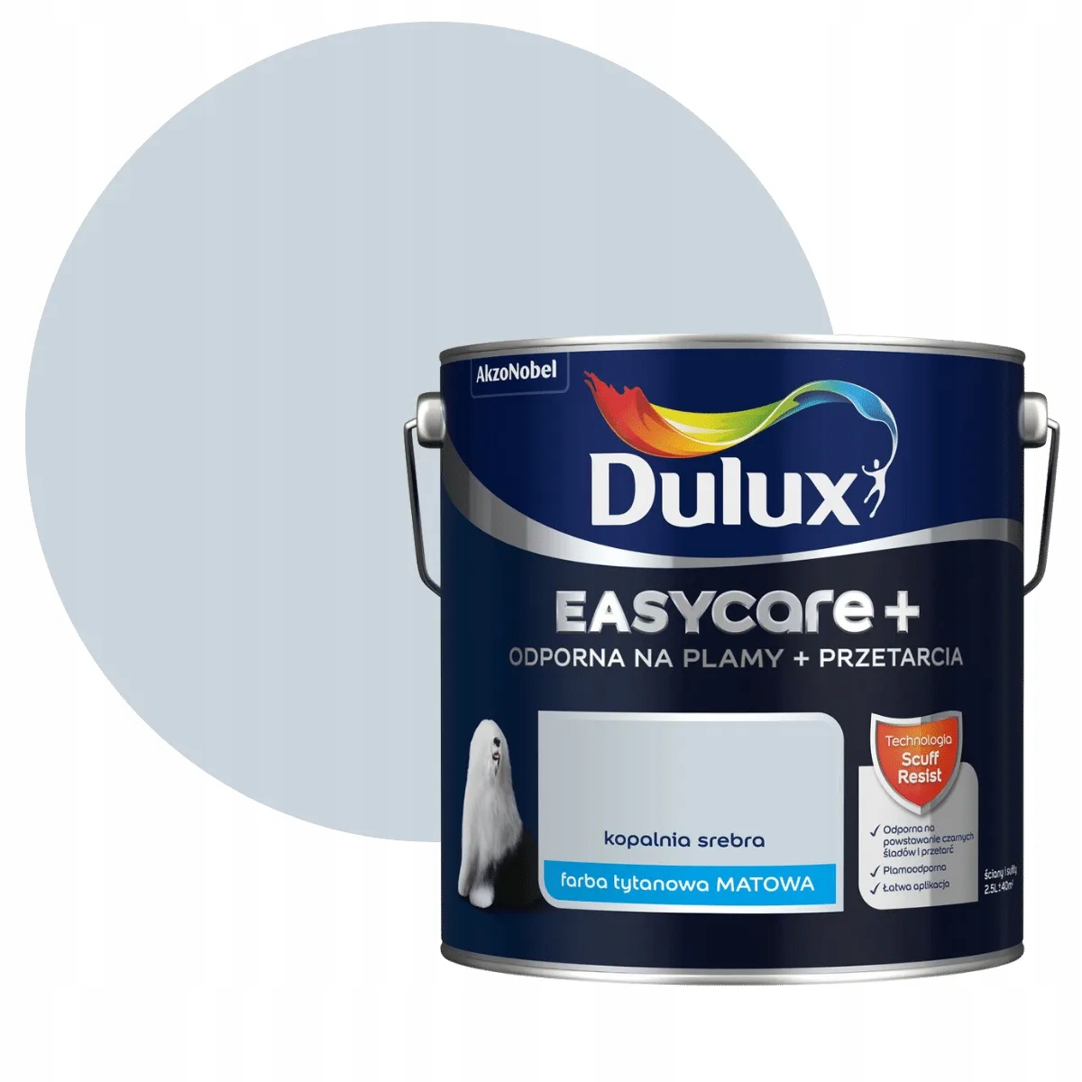 Dulux EasyCare Plus Farba Odporna Na Szorowanie Kopalnia Srebra 2,5L
