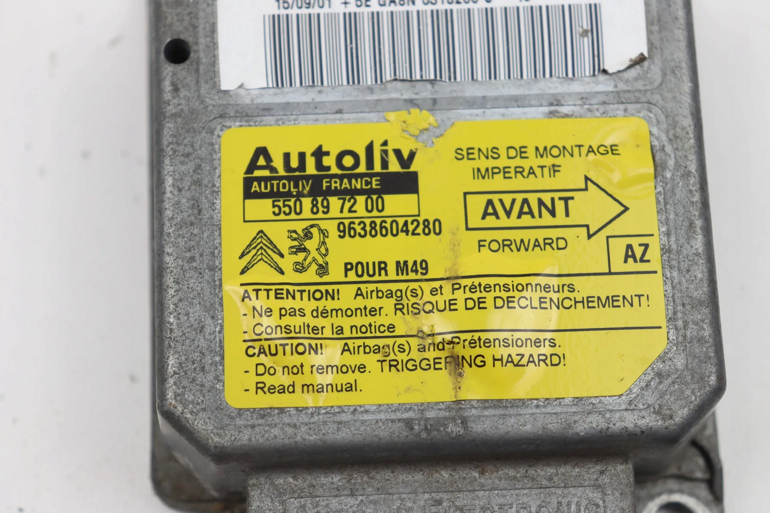 CITROEN BERLIGNO PEUGEOT PARTNER e modulo airbag airbag 9638604280