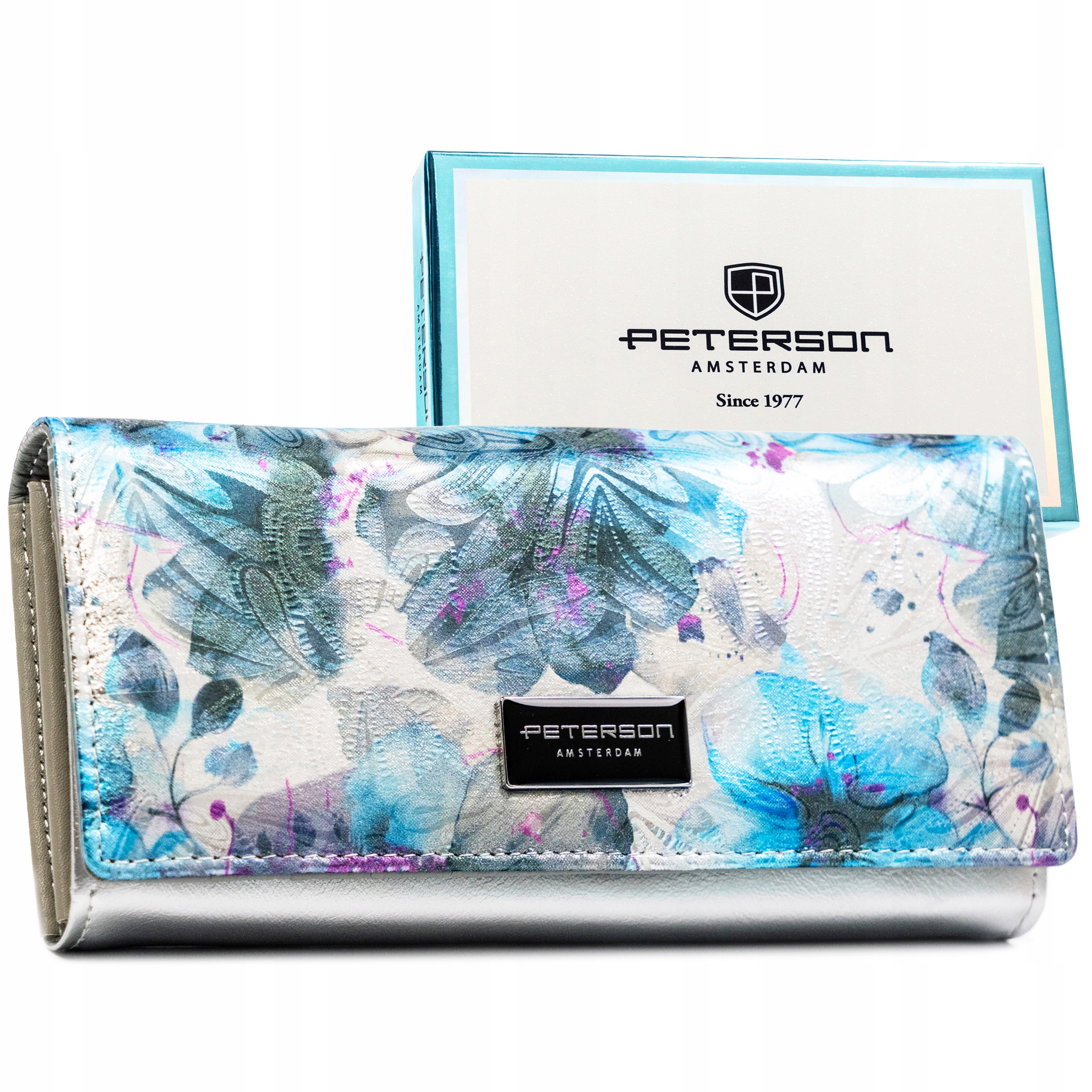 Portfel damski skórzany Peterson pojemny poziomy na zatrzask bigiel