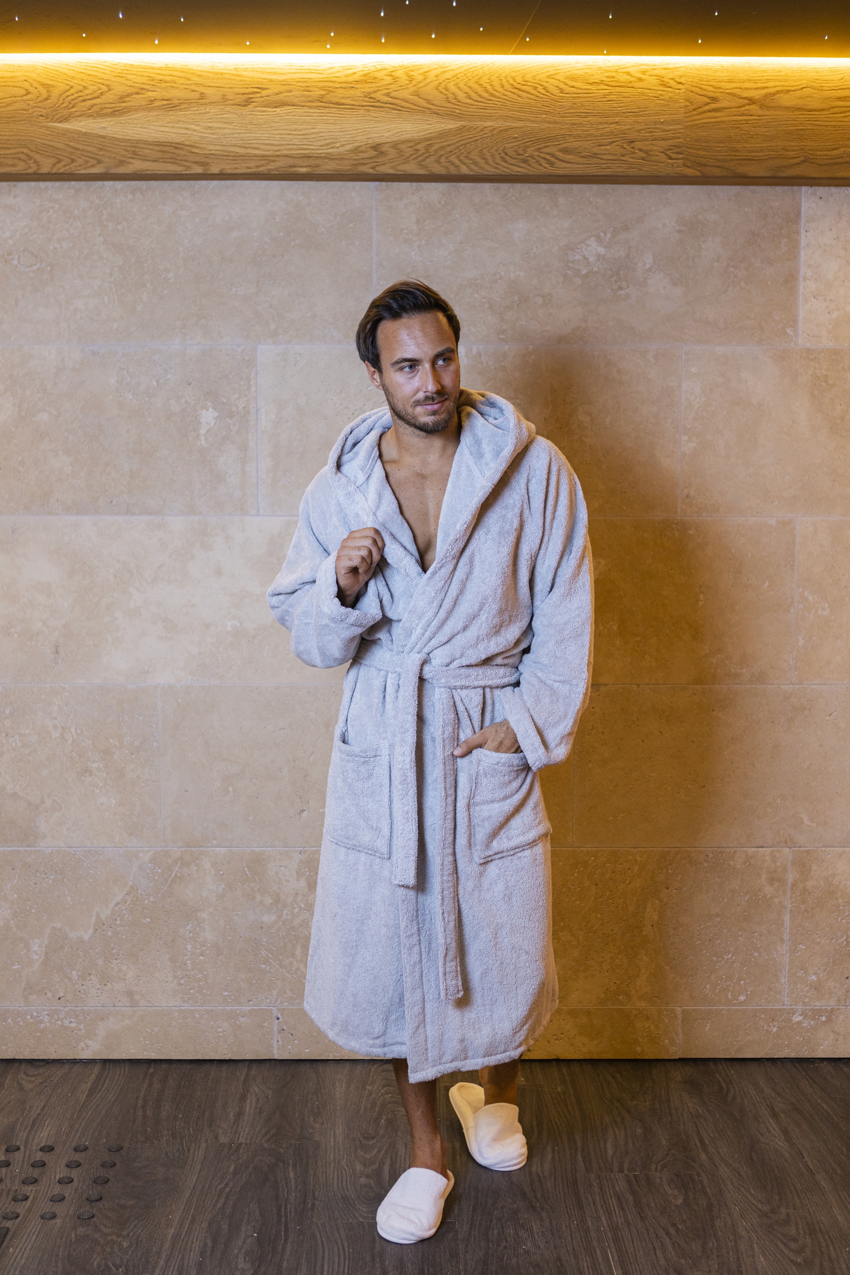 Župan Premium s s kapucí unisex 100% Bavlna Silný 400 g/m2 Šedý "XL"