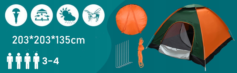 NAMIOT SAMOROZKŁADAJĄCY AUTOMATYCZNY TURYSTYCZNY 4 OSOBOWY KEMPINGOWY LEKKI Liczba wejść 1