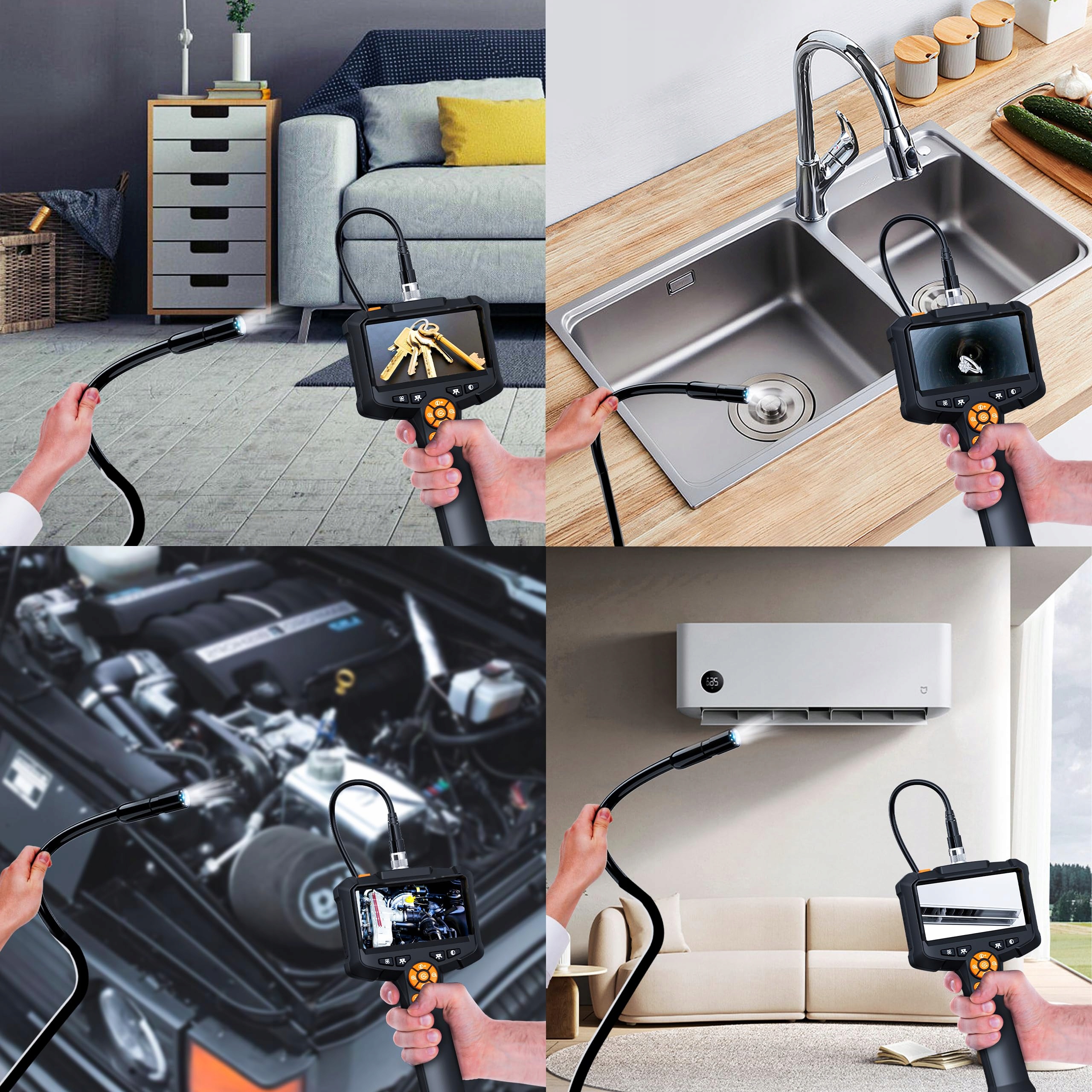 DAXIONGMAO Kamera Endoskopowa 4.3 Cala IP67 Wodoodporna 1080P HD 5m — miniatura 6