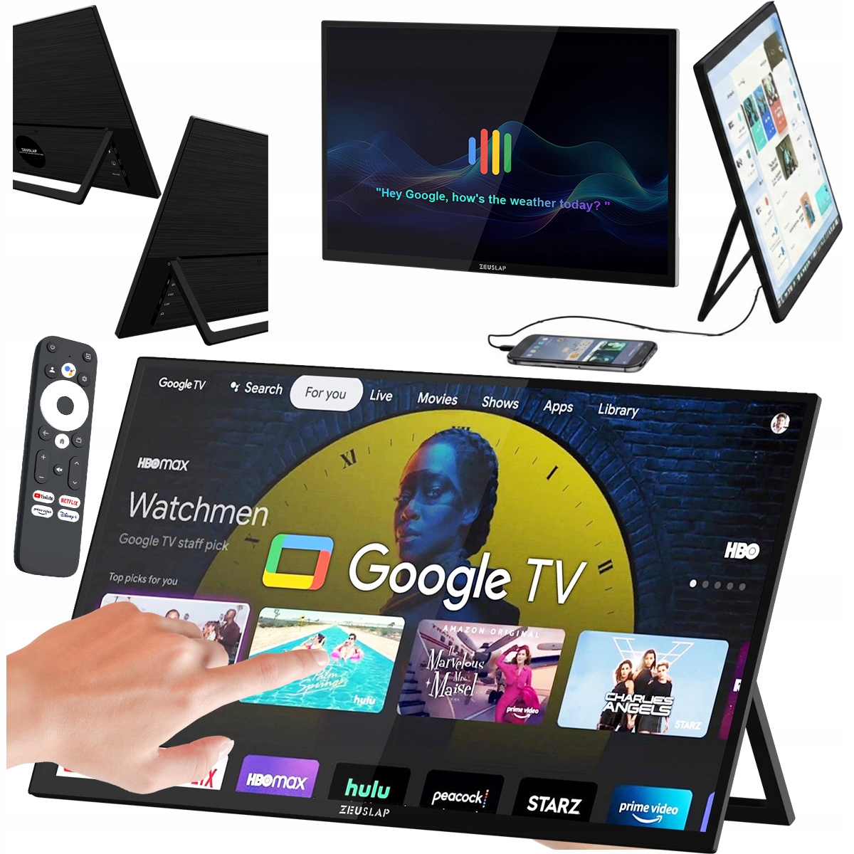 Monitor przenośny Do Laptopa Telefonu Tabletu Dotyk 18,5" Google Tv Zeuslap