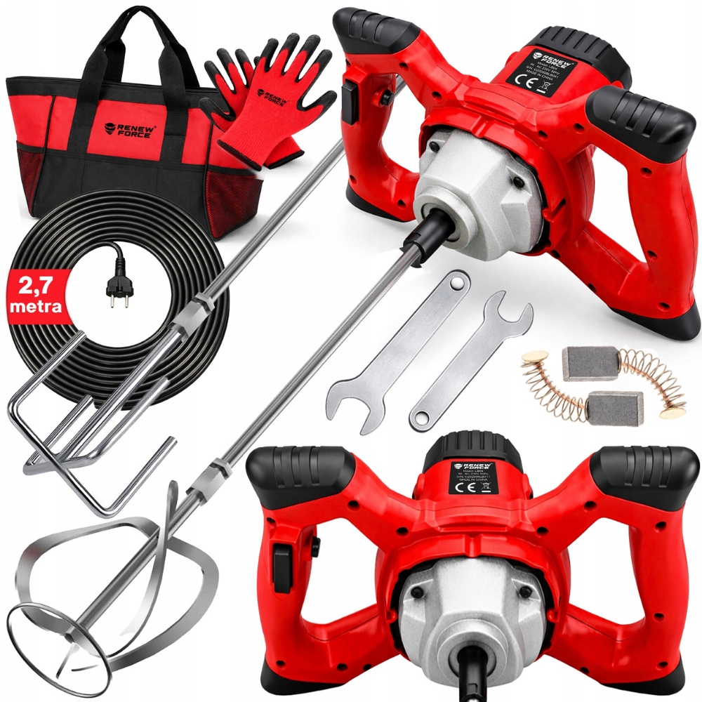 Silné Elektrické Míchadlo na lepidlo na maltu betonu 2800 W taška Set XL