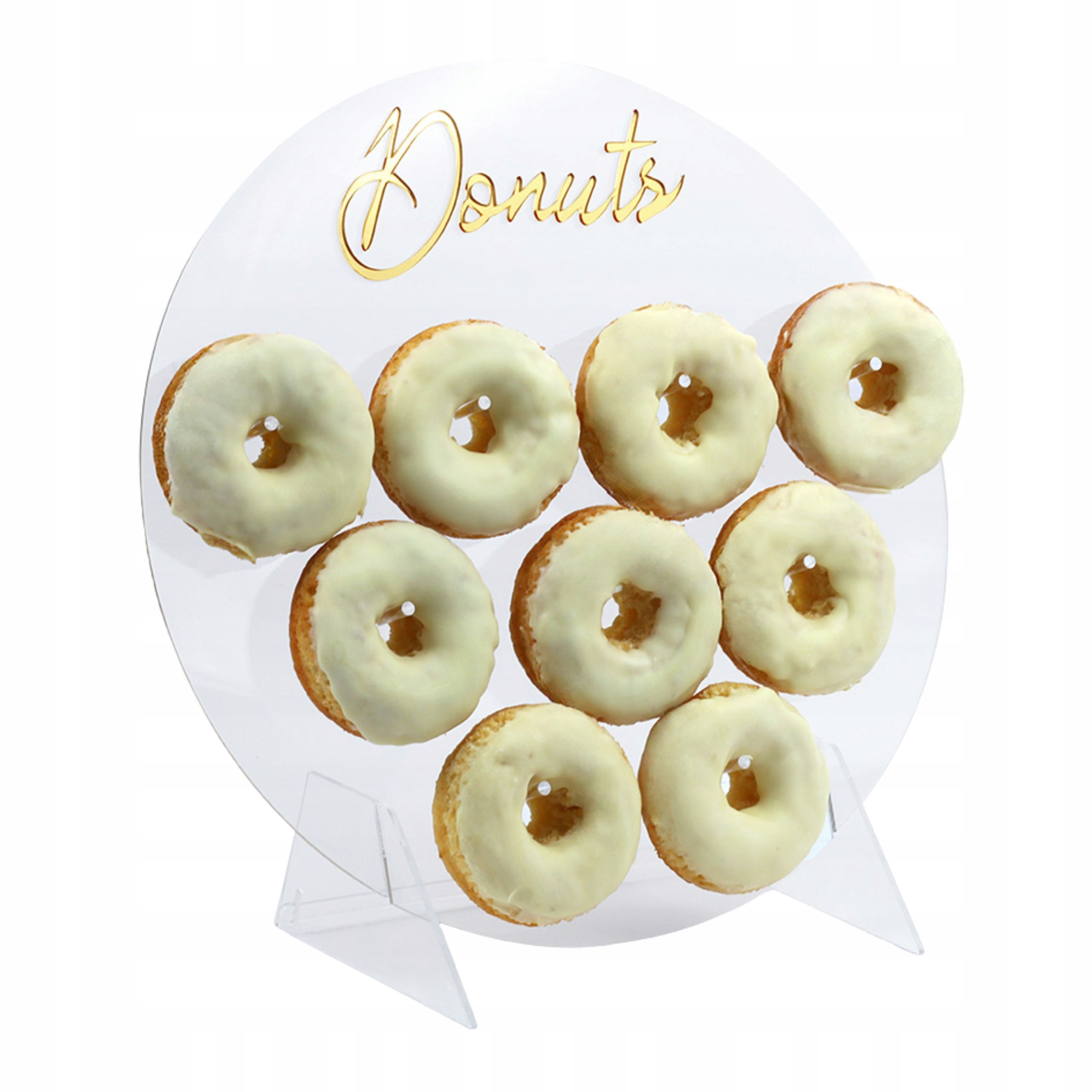 Stojak na Słodki Stół plexi donuty pączki 9 sztuk przezroczysty z napisem
