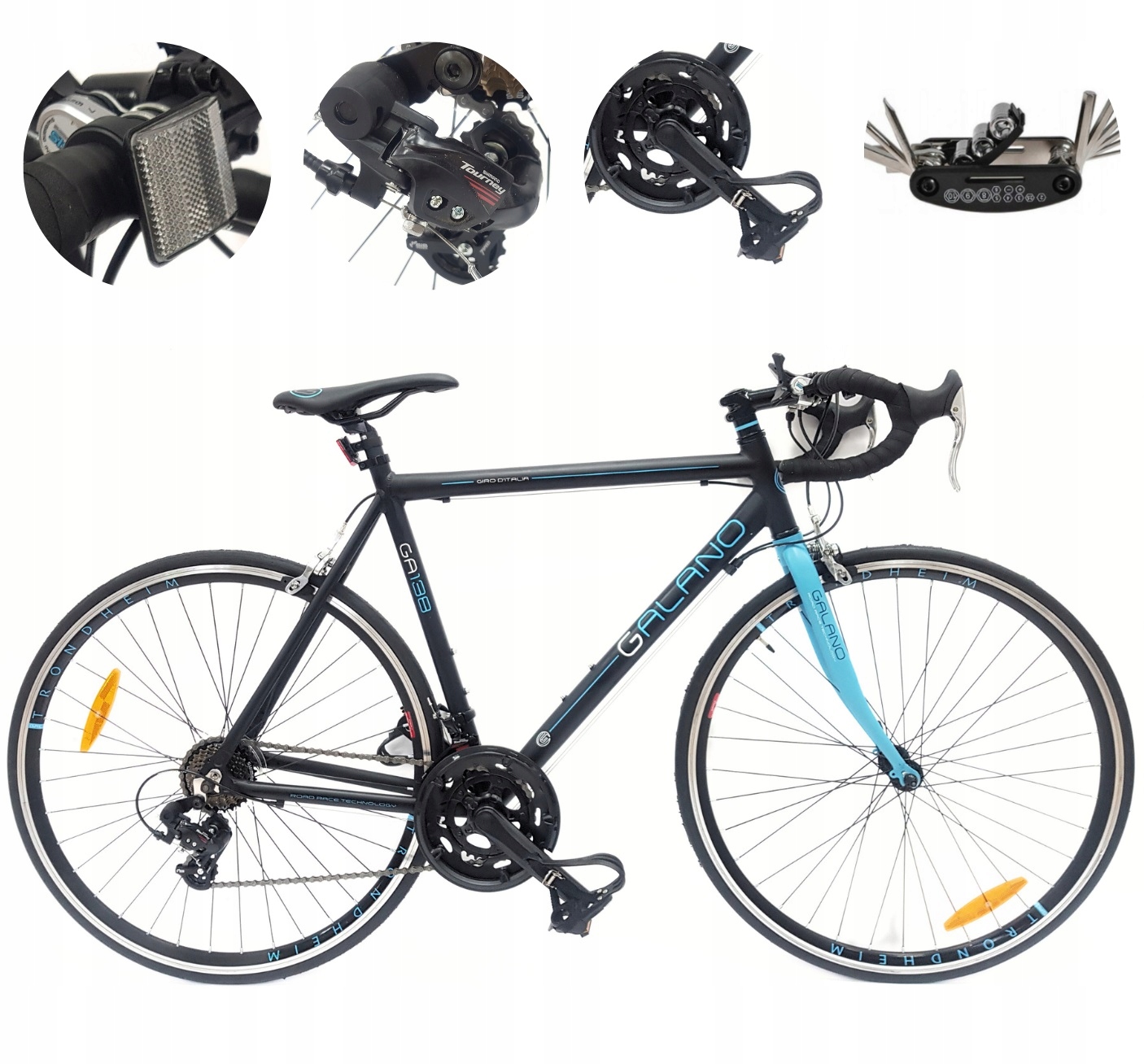 Rower Szosowy 28" Rama Aluminium Męski Dual Pivot Dźwignie Lekki Odblaski