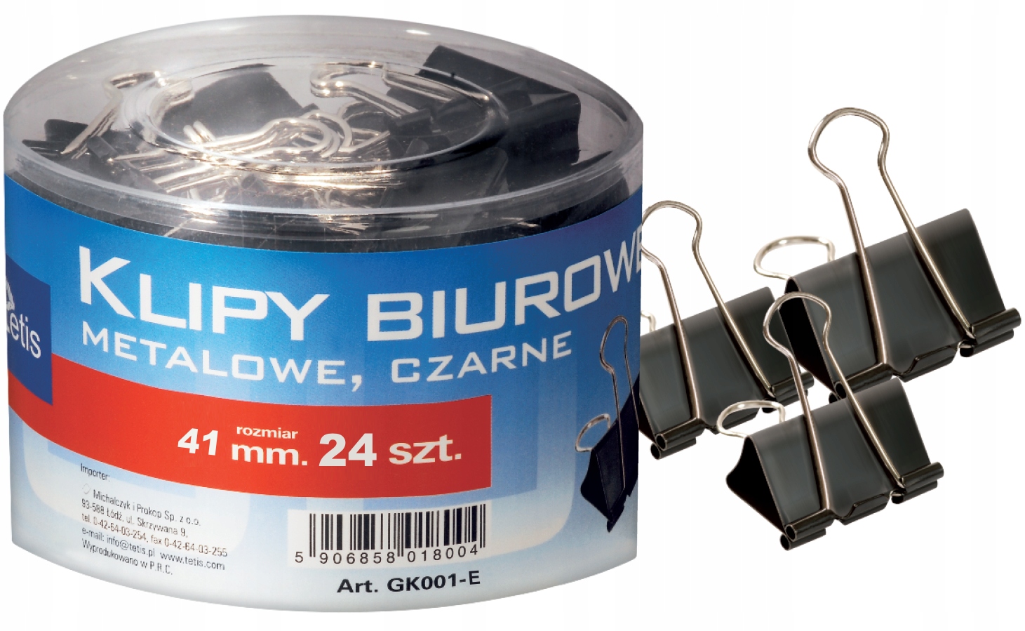 

Klipsy biurowe spinacze do papieru 41mm 24 sztuki