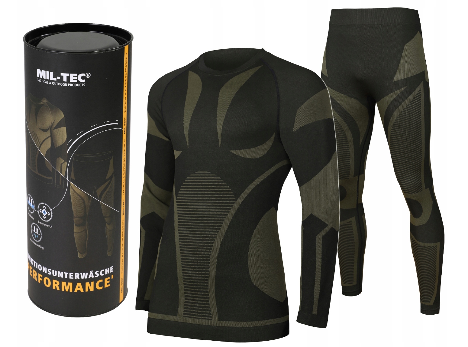 Termoaktivní spodní prádlo, tričko a kalhoty Mil-Tec 4-Way černé S/m