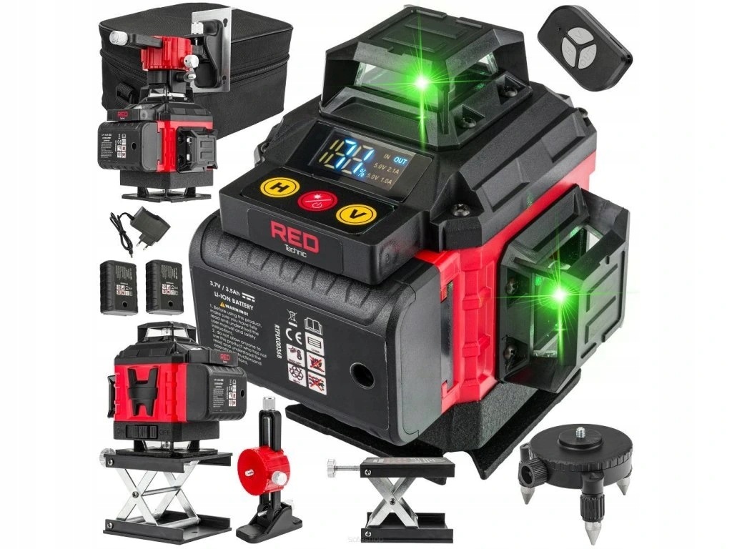 Křížový laser 360° samonivelační, 4D, zelený RTPLK0036