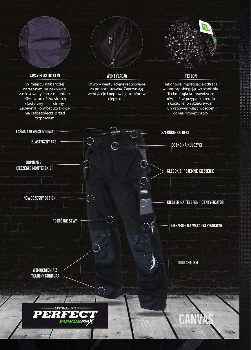 STALCO SPODNIE ROBOCZE DO PASA CANVAS M 50 S-78923 Kod producenta S-78923