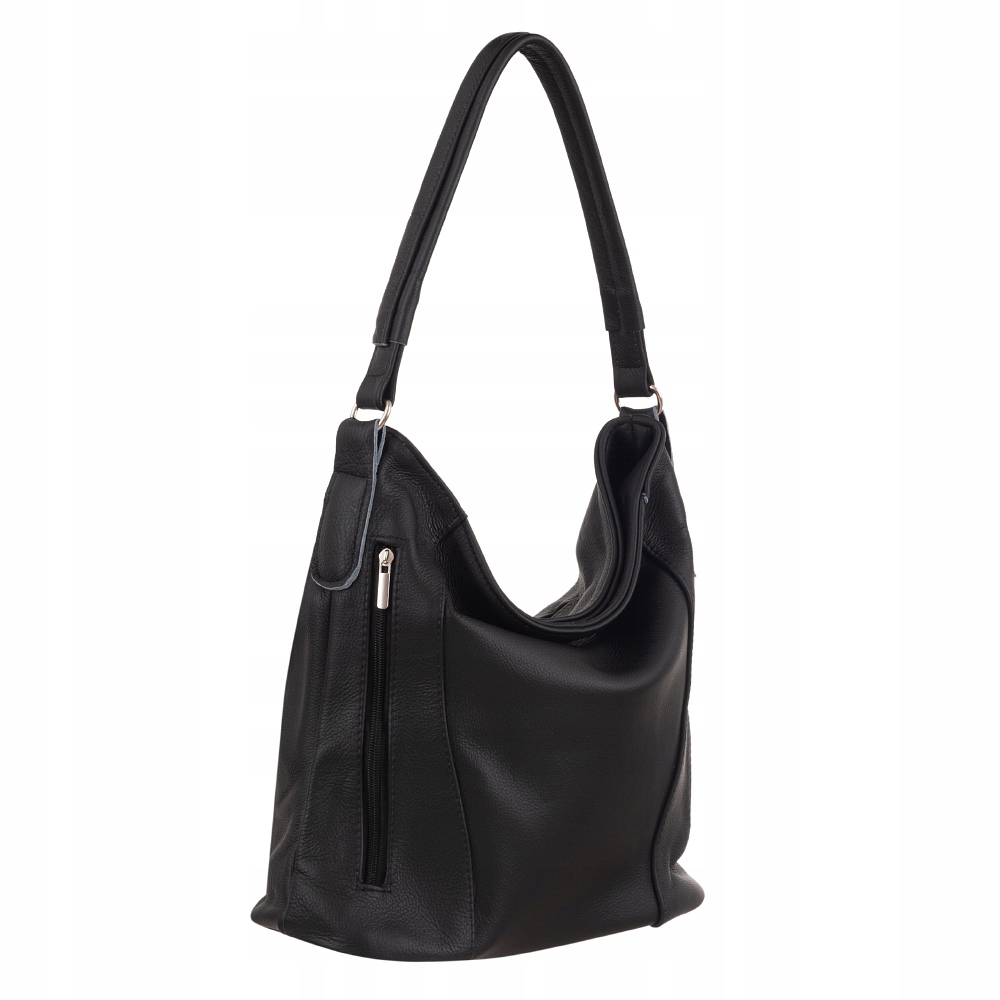 CZARNA SKÓRZANA TOREBKA WOREK MIĘKKA WŁOSKA SKÓRA NATURALNA Marka inna