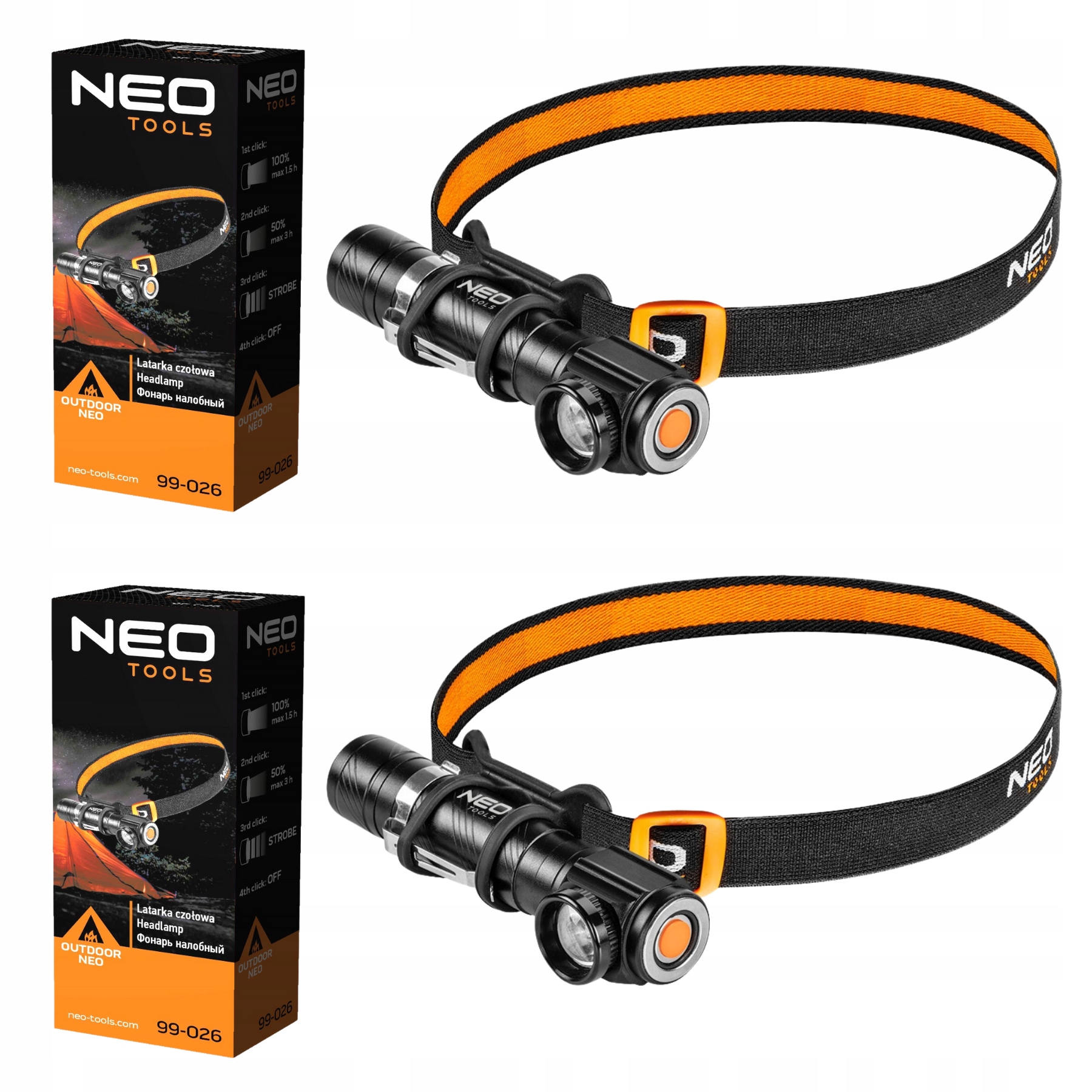 2 x Latarka Czołowa Led Akumulatorowa Usb 800lm Neo Mocna Czołówka