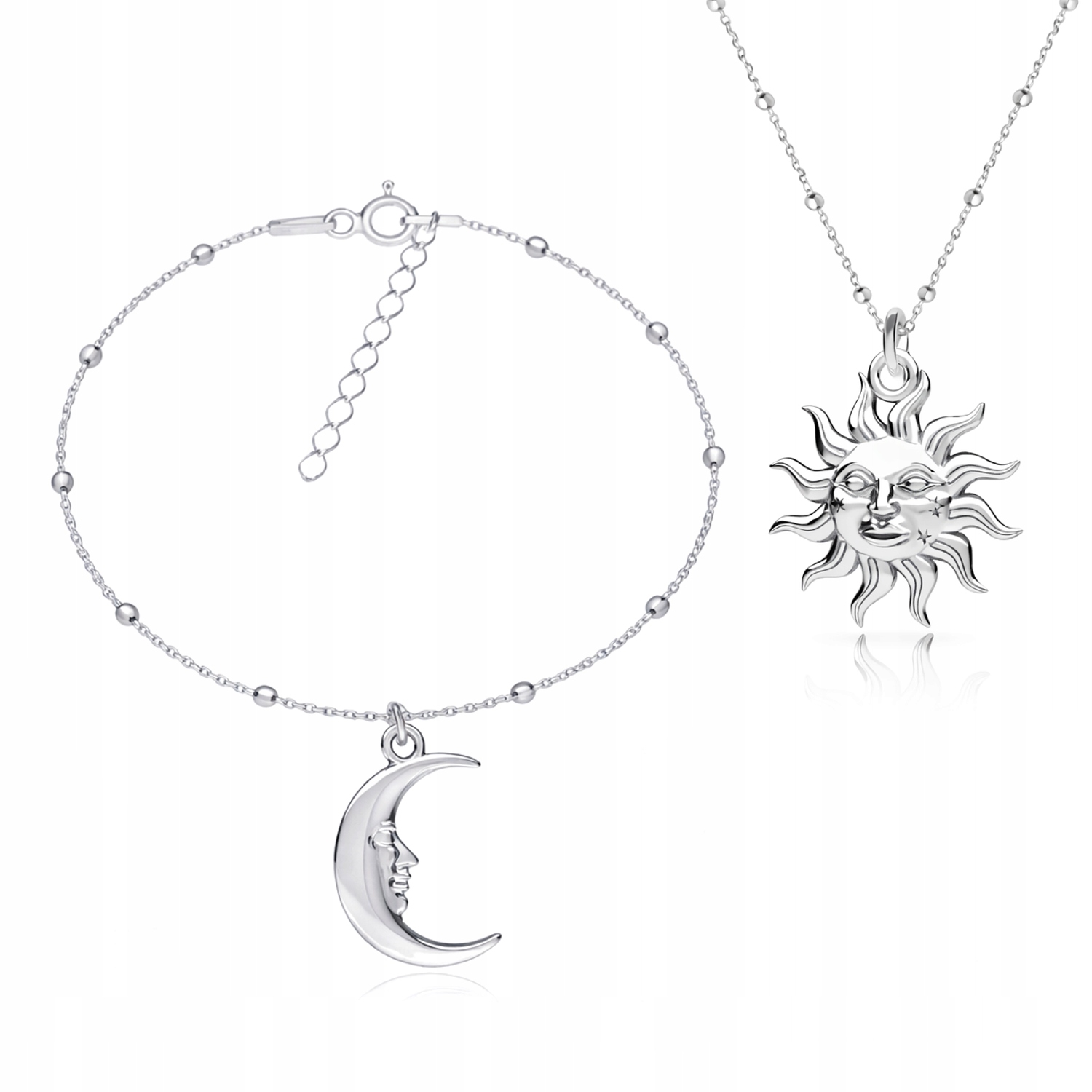 Sada stříbrných šperků 2 přívěsky Slunce a měsíc Stříbro ryzost 925