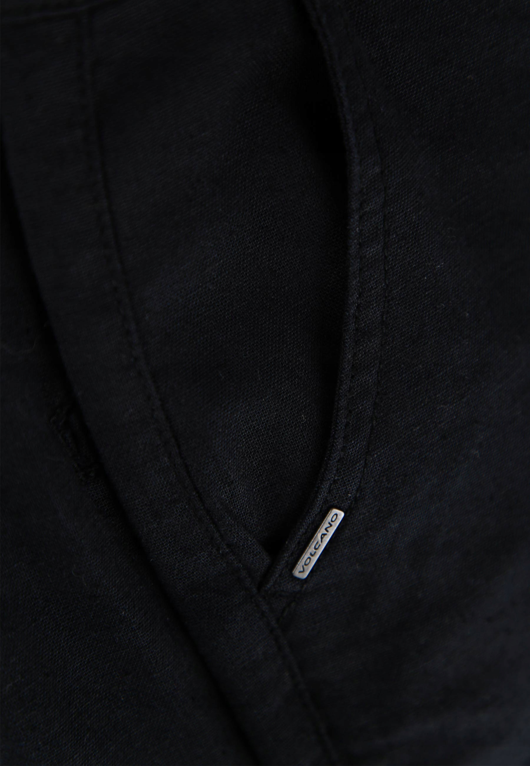 MĘSKIE SPODNIE LNIANE CZARNE REGULAR VOLCANO R-LINN XXL Rozmiar XXL