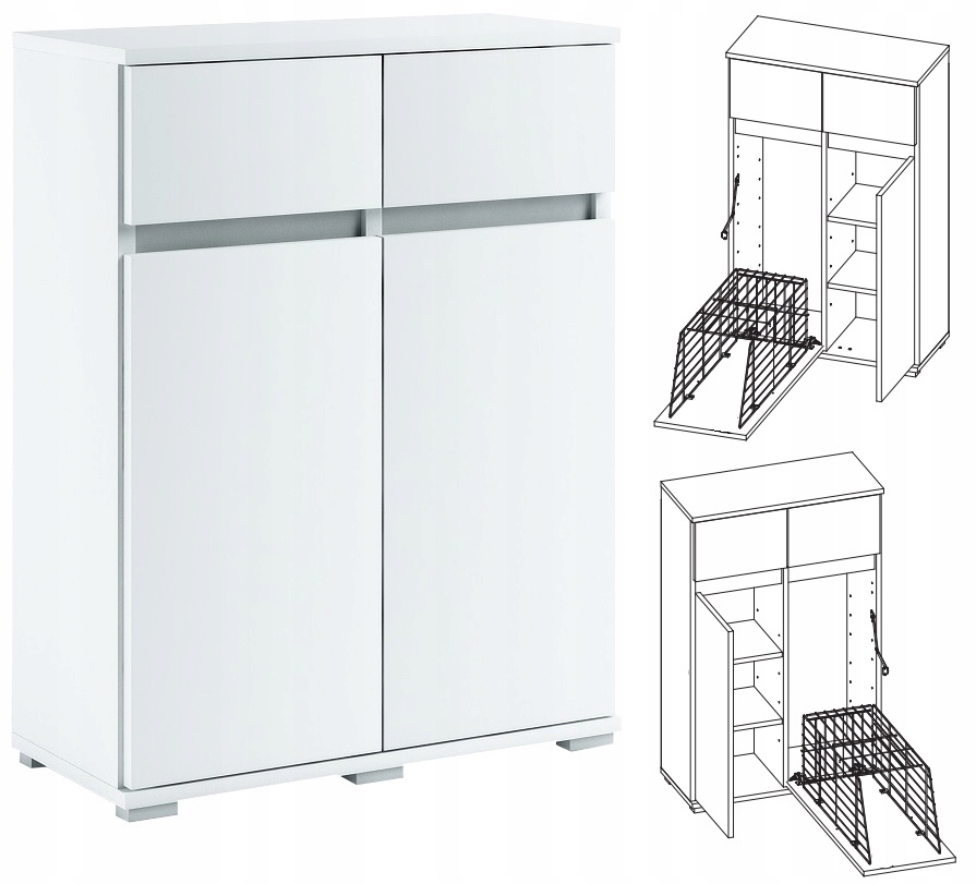 099-011 Szafka Łazienkowa 62/100 + KOSZ - BIAŁY