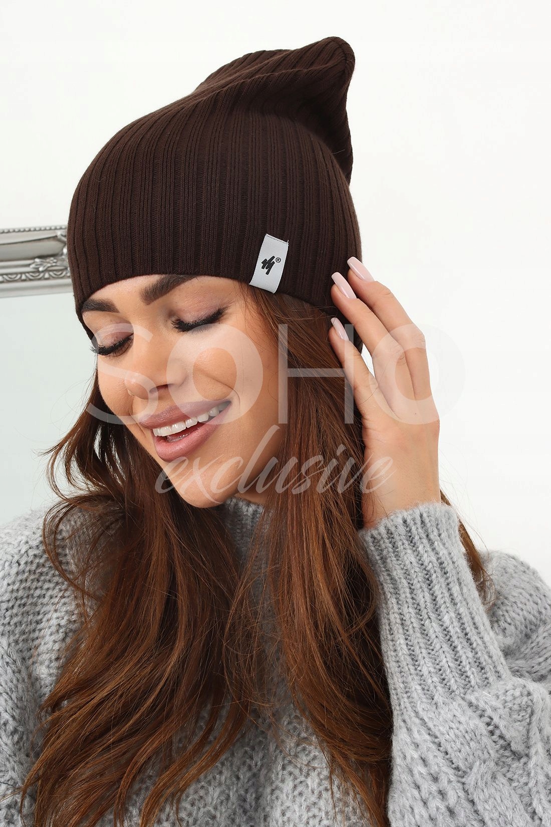 CZAPKA SMERFETKA BEANIE LEKKA CZEKOLADOWY 2427 Marka inna