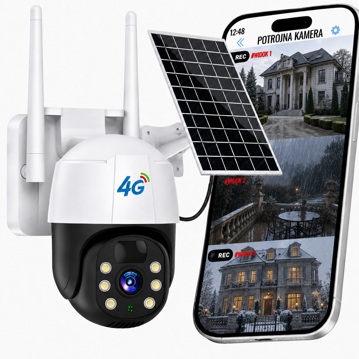 Venkovní solární kamera 4G Lte 3MP, obousměrný pohybový alarm, hovor