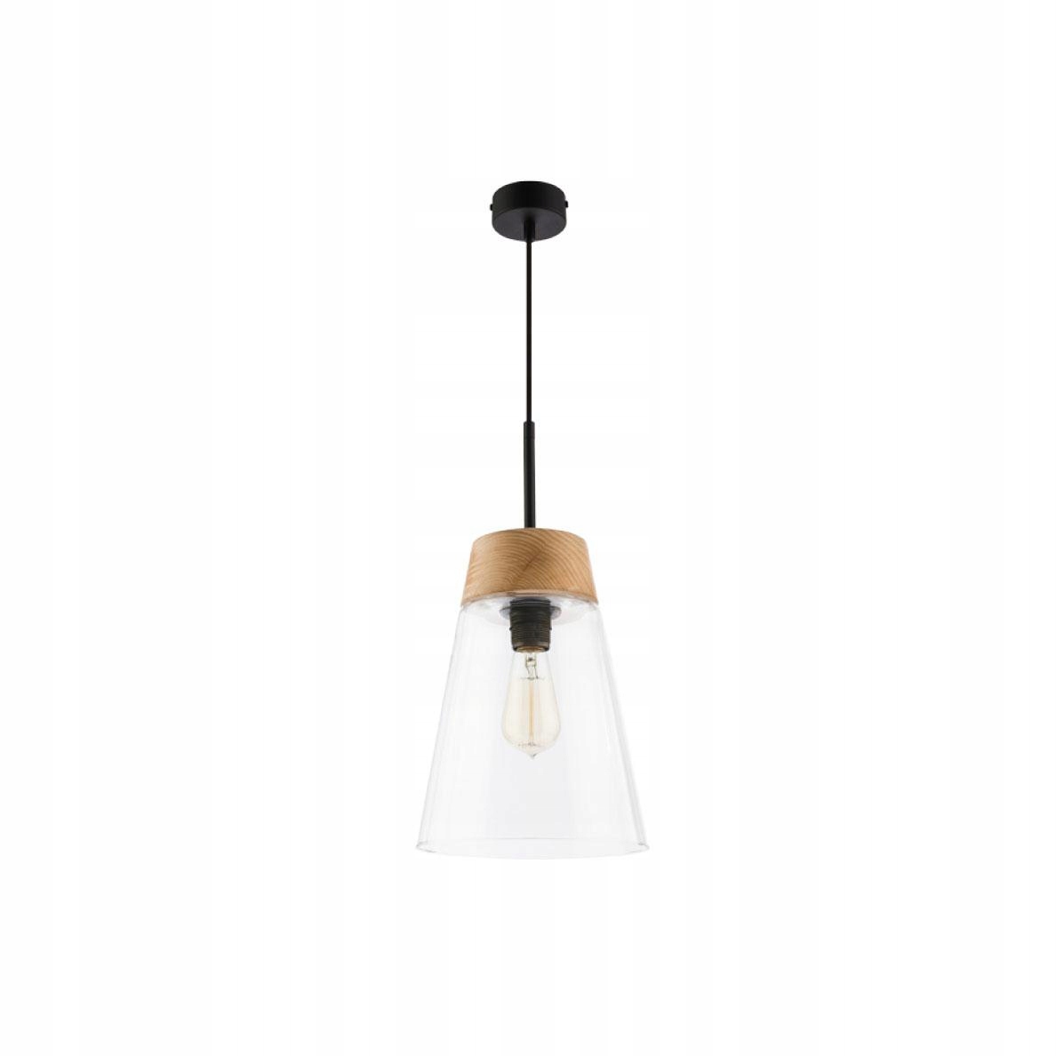 Závěsná lampa Domino Černá Transparentní skleněné stínítko 1xE27 23 cm Strop