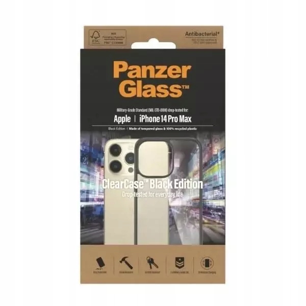 Etui PanzerGlass ClearCase do iPhone 14 Pro Max 6,7&quot; Antibacterial czarny/b