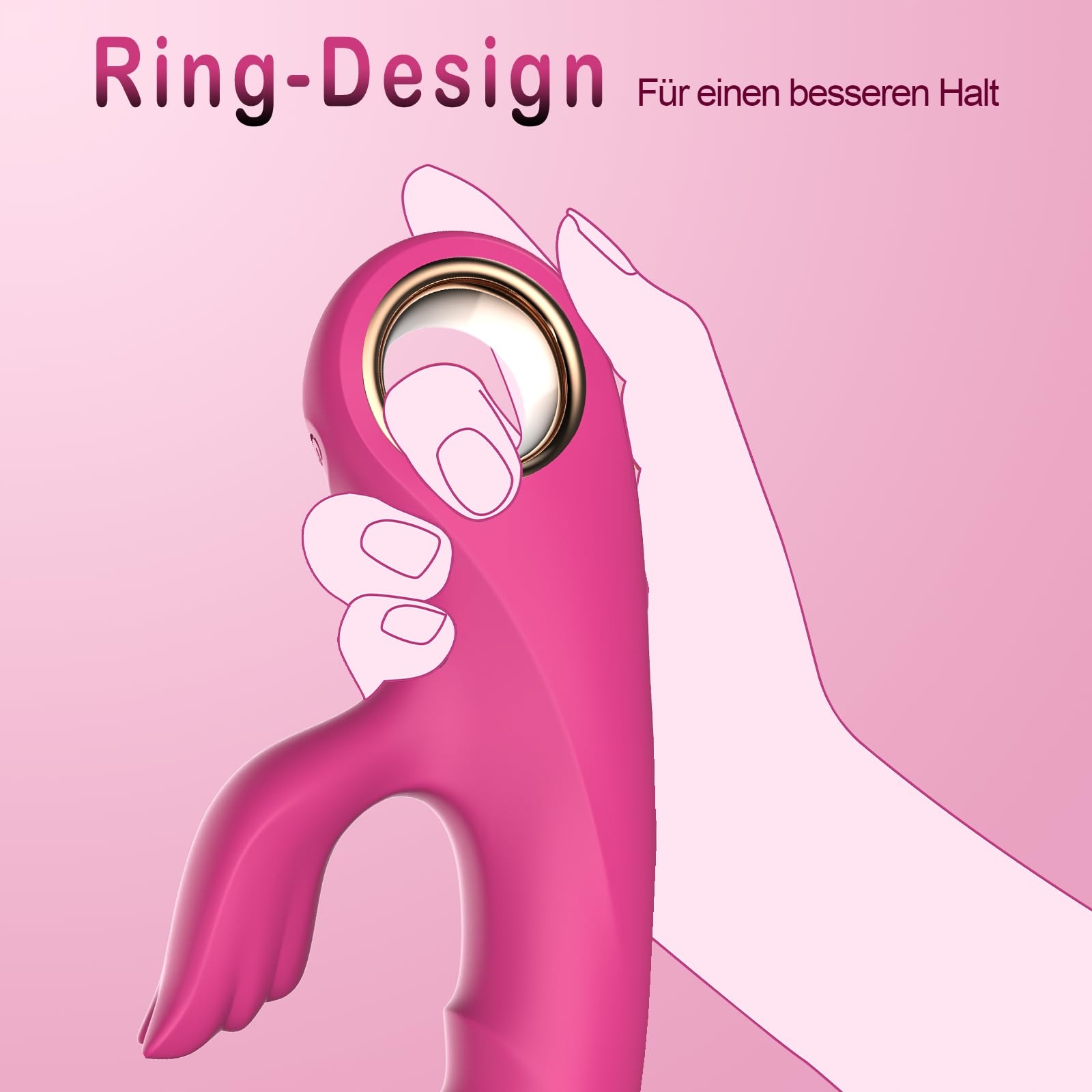 RABBIT Vibrator Dla Kobiet Z Funkcją Pchającą 10 Trybów Różowy — miniatura 7