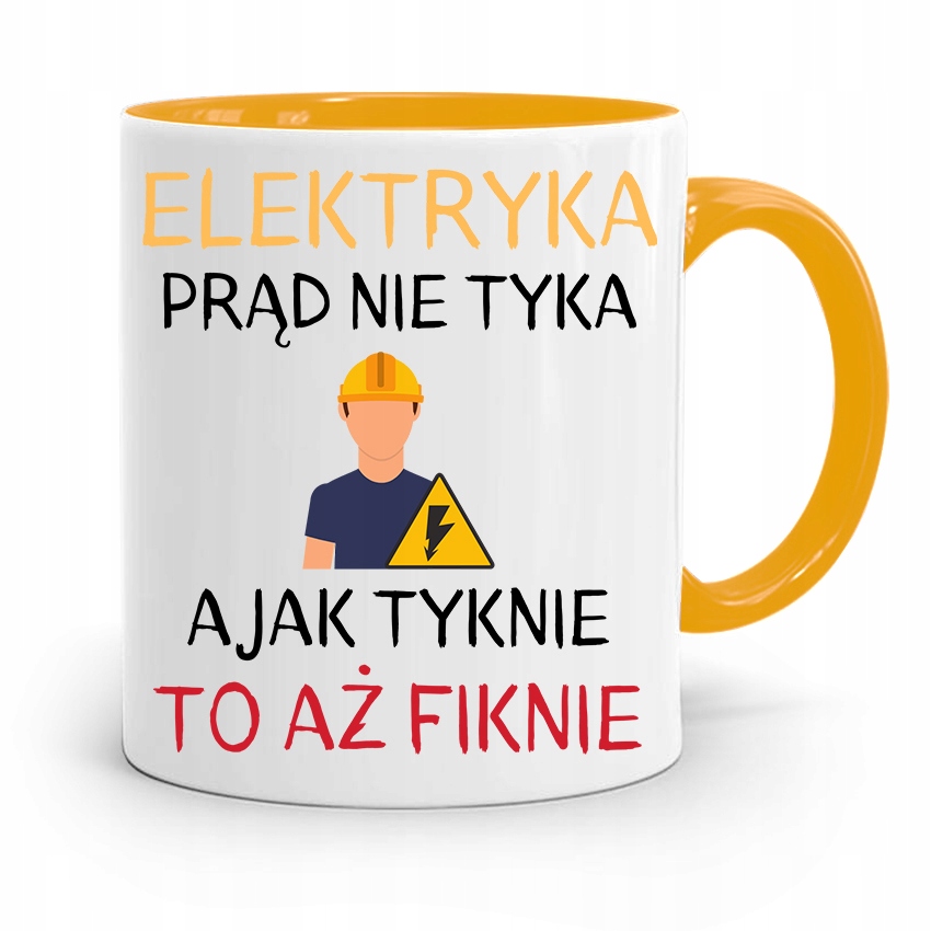 

Kubek Żółty Dla Elektryka Prąd Nie Tyka