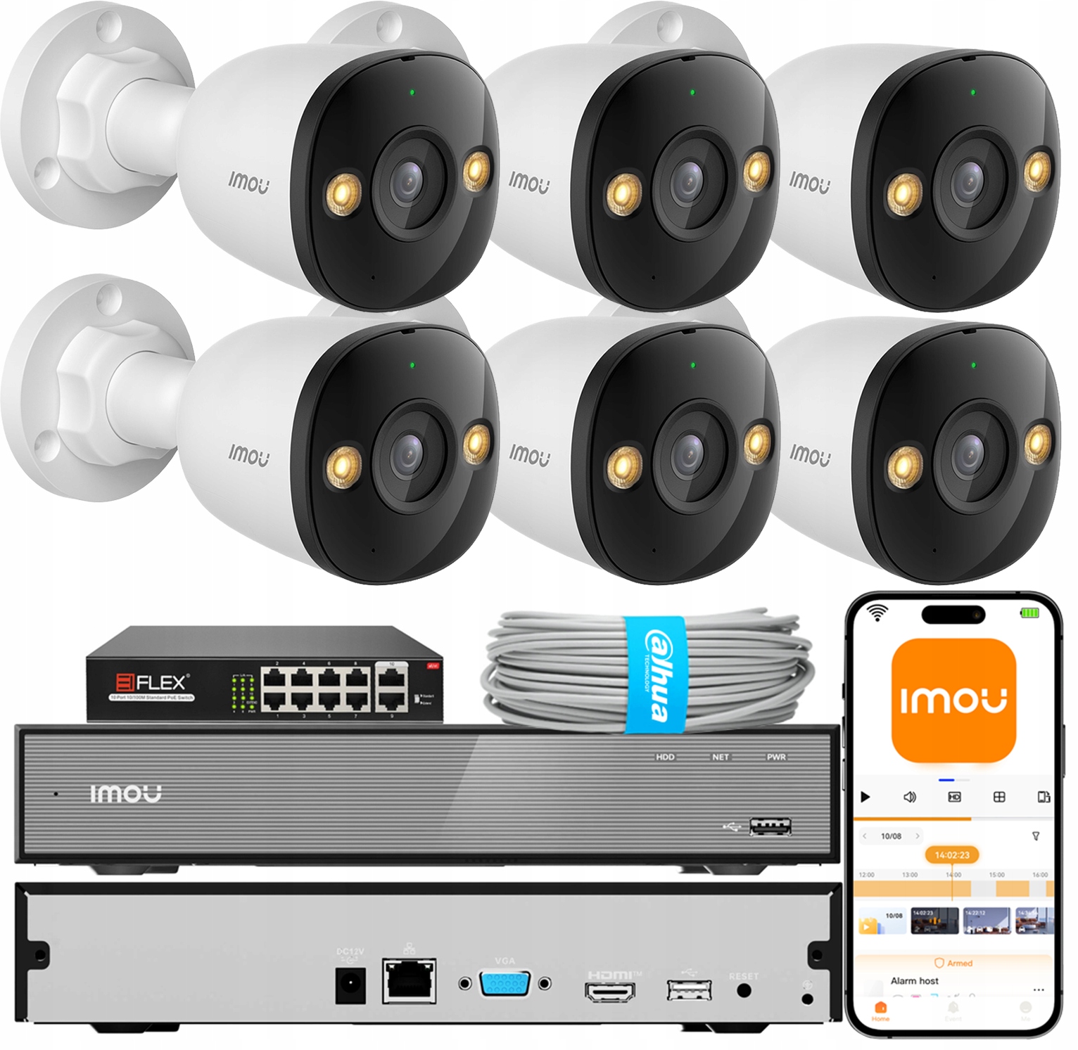 Sada na monitorovanie Ip Imou 6 kamier 8MPx Uhd Externý Dual Light Audio PoE