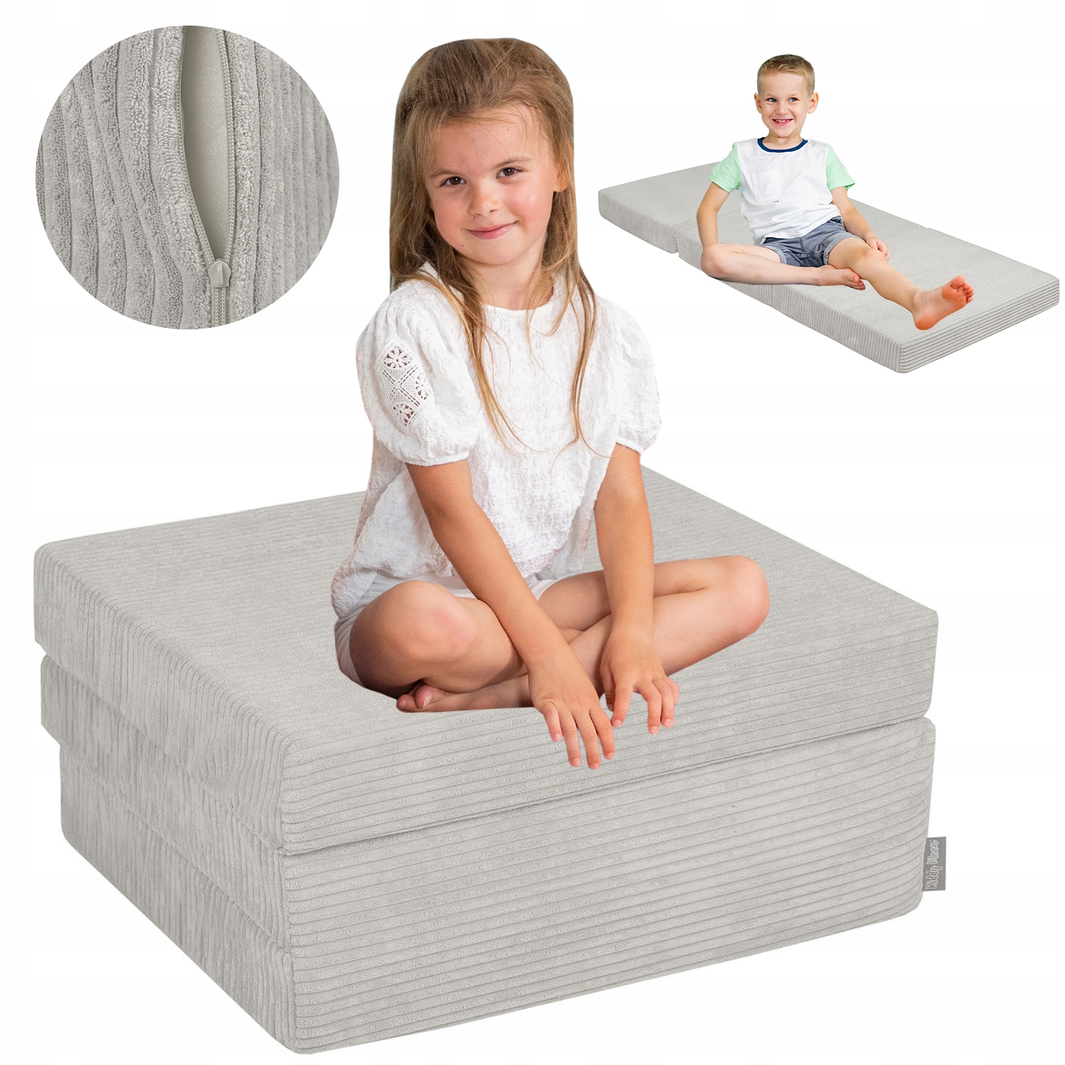 KiddyMoon Materac składany piankowy Dla Dzieci 165x70 KMM-1650 jasnoszary