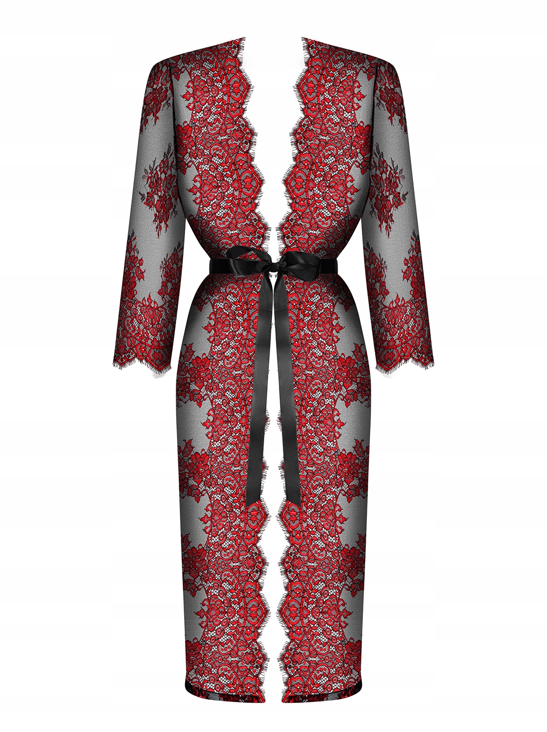 OBSESSIVE Redessia Prześwitujący Szlafrok Red L/XL Wzór dominujący bez wzoru