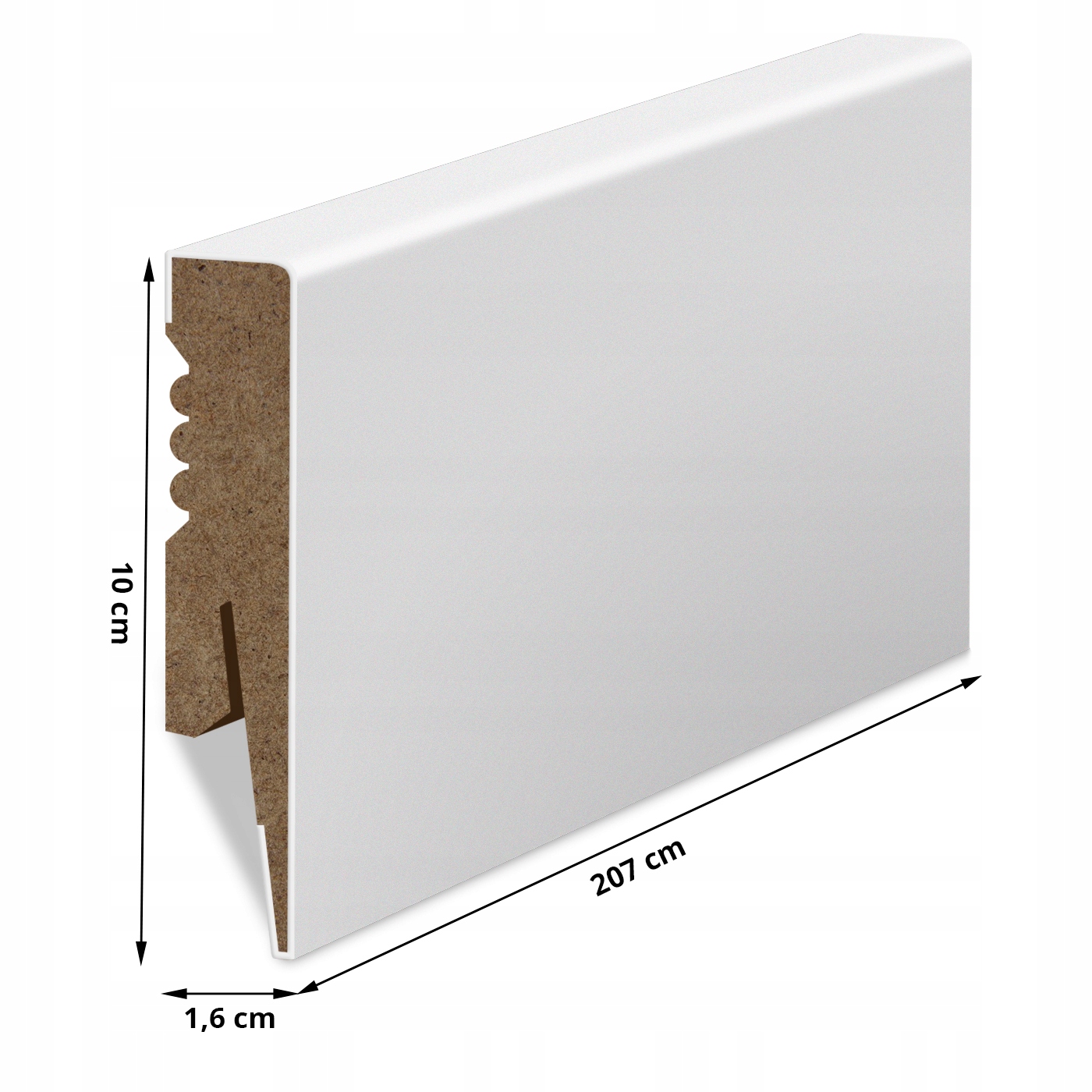 100x16 mm LISTWA PRZYPODŁOGOWA BIAŁA MDF DEKORACYJNA COKÓŁ PROMIEŃ R2 Marka Golddoor