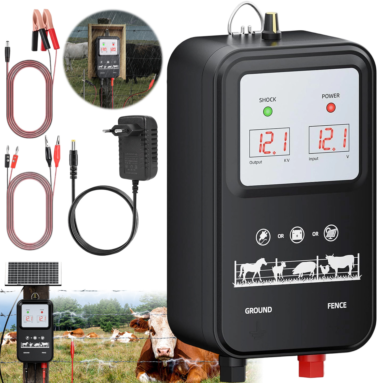 Elektrický Pastuch Univerzální Elektrizátor 2J Kozí Koně LCD displej