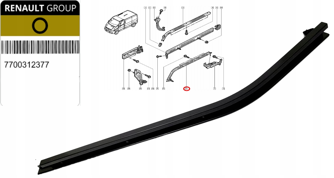 PROWADNICA LISTWA DRZWI PRZESUWNE RENAULT TRAFIC II VIVARO A DOLNA ORYGINAŁ