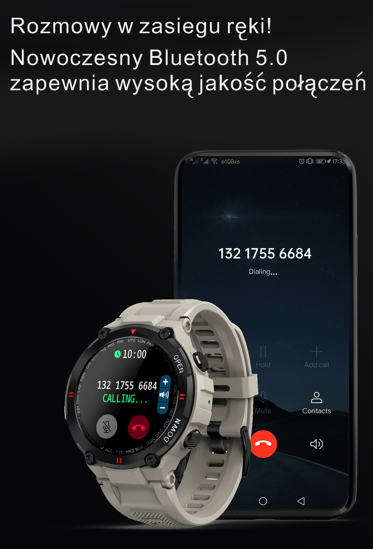 SMARTWATCH GRAVITY MĘSKI Zegarek Sport FB SMS FUNKCJA Rozmów Kształt koperty okrągła