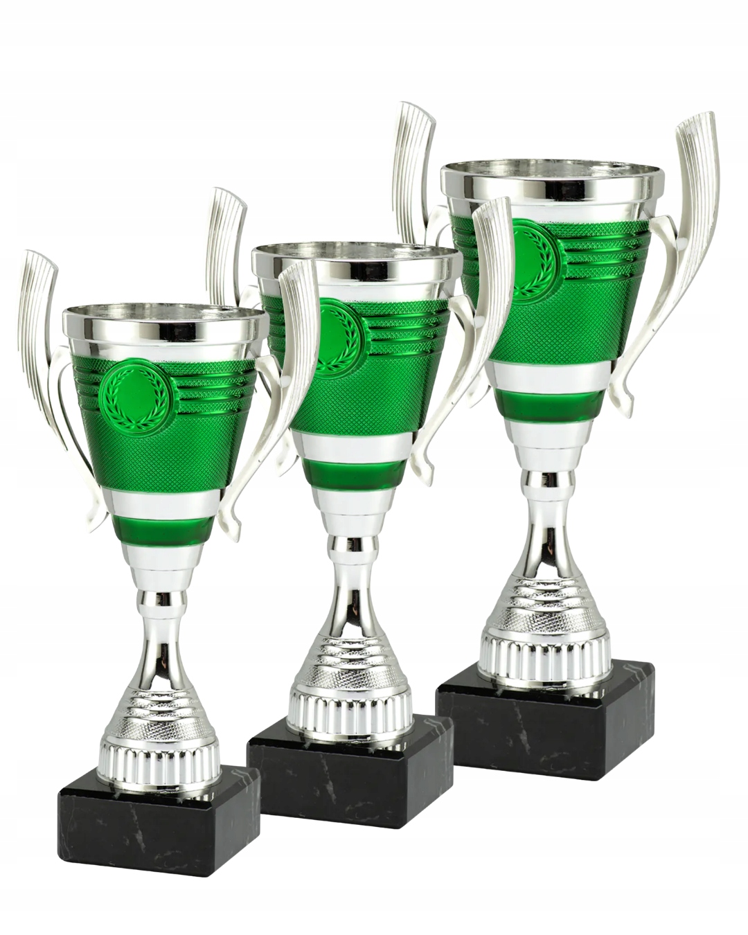 KOMPLET TRZECH PUCHARÓW ZESTAW PUCHARY TROFEUM RODZIN + GRAWER