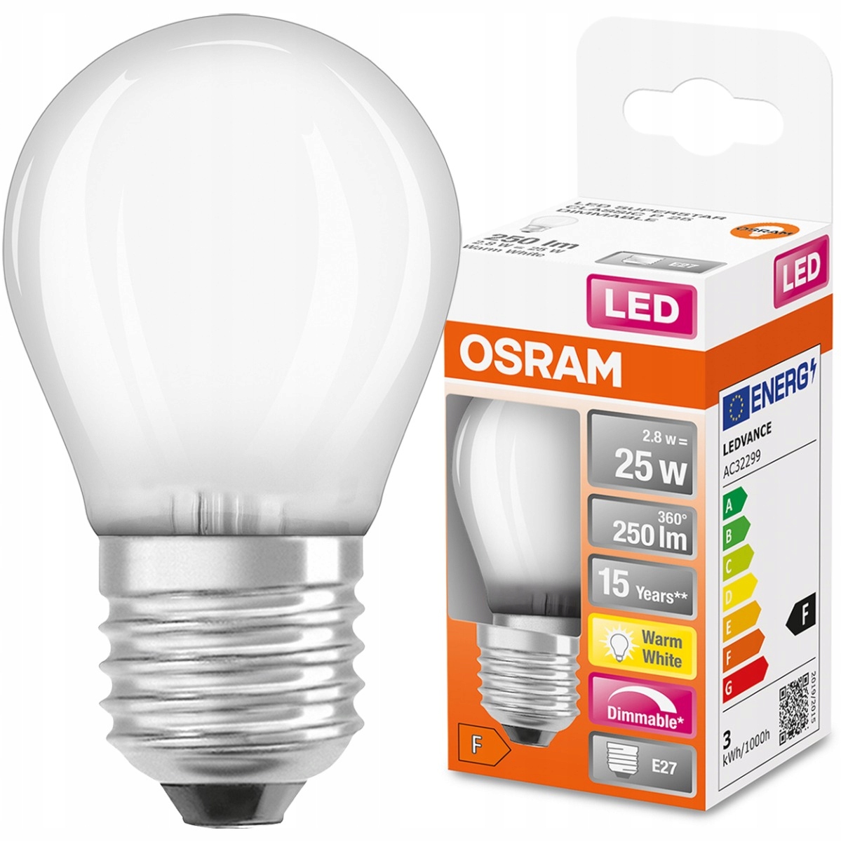 

Żarówka Led E27 2,8W 25W 2700K Ściemnialna Osram