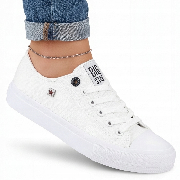 Trampki damskie Buty tenisówki tekstylne Big Star niskie białe AA274010 39