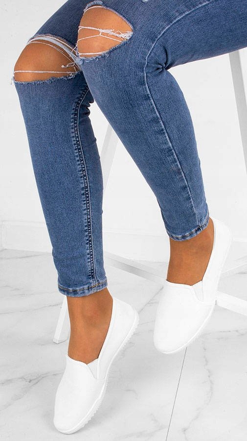 4787 BIAŁE TENISÓWKI WSUWANE ELASTAN SLIP ON 37 Wzór dominujący bez wzoru