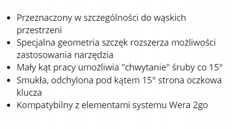 ZESTAW-KLUCZE PŁASKO-OCZKOWE 6003 JOKER 15SZT WERA Marka Wera
